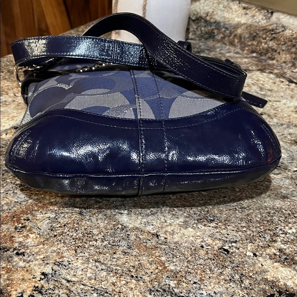 Coach EUC Moto Optic C Signature Blue Metallic Jacquard Crossbody/Shoulder - Picture 8 of 10